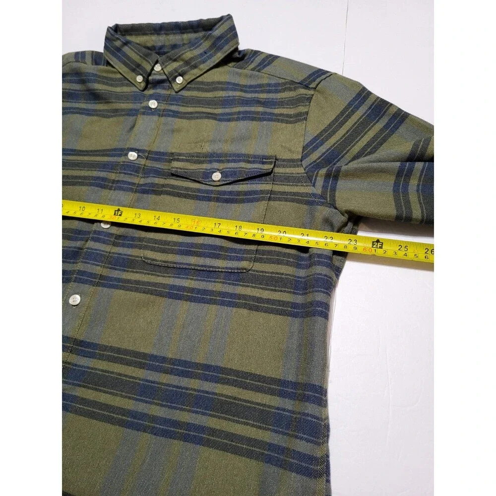 (#L4)The North Face Men's  Sz L Button Shirt Long Sleeve Plaid Blue / Green